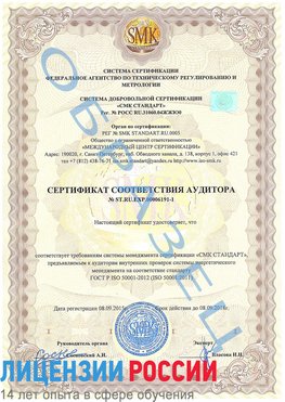 Образец сертификата соответствия аудитора №ST.RU.EXP.00006191-1 Ессентуки Сертификат ISO 50001