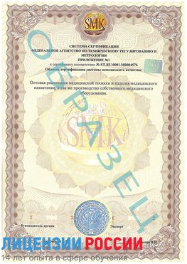 Образец сертификата соответствия (приложение) Ессентуки Сертификат ISO 13485