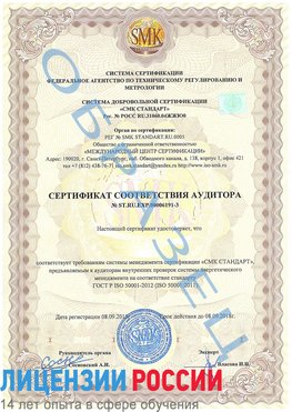 Образец сертификата соответствия аудитора №ST.RU.EXP.00006191-3 Ессентуки Сертификат ISO 50001